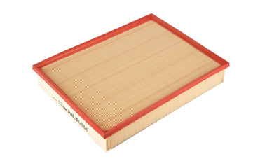 Oil filter, air filter, fuel filter on a white background