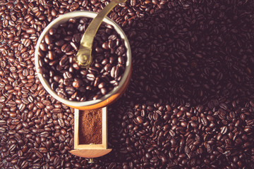 Coffee grinder and beans