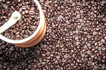 Coffee grinder and beans