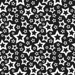 Black and white stars seamless texture vector
