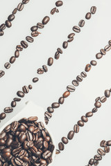 Coffee beans pattern with a coffee cup on top