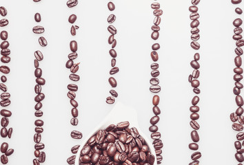 Coffee beans pattern with a coffee cup on top