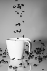 Coffee beans falling