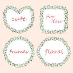 set of 4 floral borders. Vector colorful template