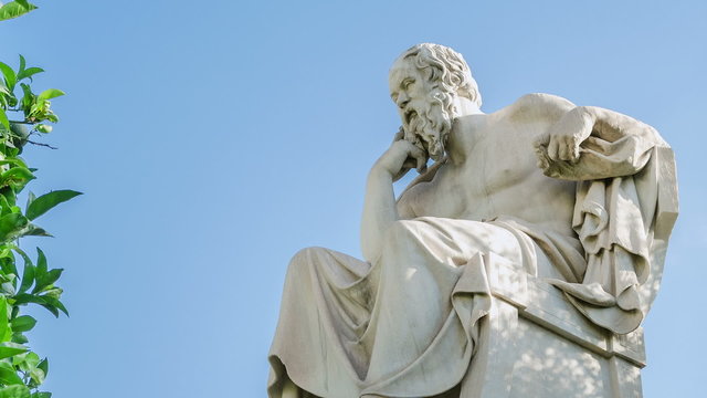Marble statue of the philosopher Socrates, time lapse