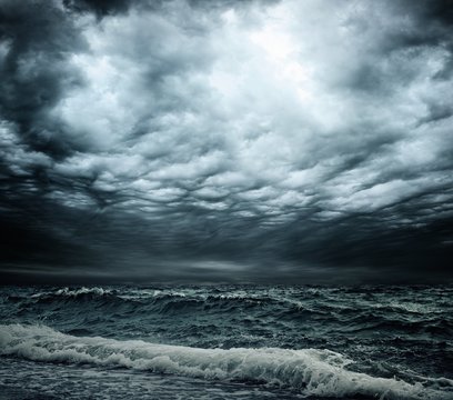 Fototapeta Stormy sky over an ocean