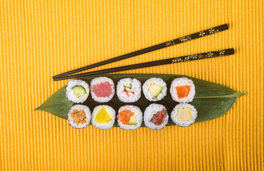japanese cuisine. sushi on the background
