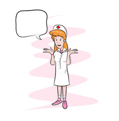 Nurse With Text, a hand drawn vector illustration of a nurse with text (editable).