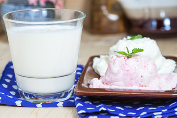 glass of milk and ice cream
