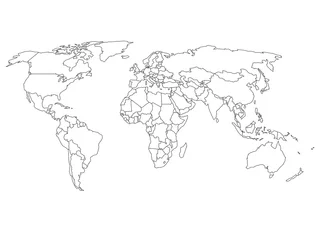 Rolgordijnen Wereldkaart met landsgrenzen © pyty