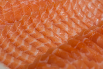Sliced fresh salmon sushi