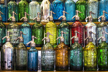 Soda Bottles in the San Telmo Market in Buenos Aires - obrazy, fototapety, plakaty