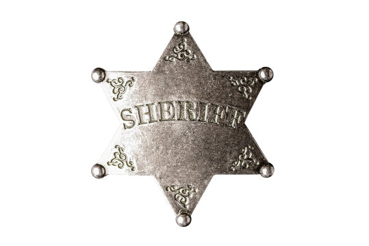 Wild West Sheriff badge isolated on white background.
