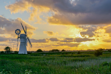 Thurne Drainage Pump in Norfolk at Sunset