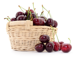 Cherries in basket.