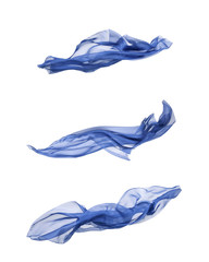 set of blue fabric in motion