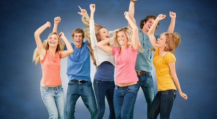 Obraz premium Composite image of friends partying together while laughing
