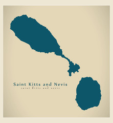 Modern Map - Saint Kitts and Nevis KN