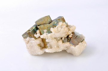 Pyrite with a beautiful shell of calcite