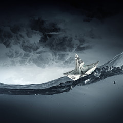 Obraz premium Dollar ship in water