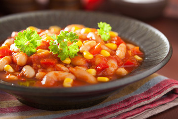 mexican veggie chilli in plate