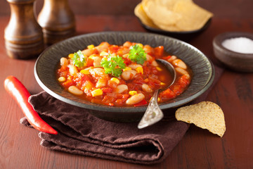 mexican veggie chilli in plate