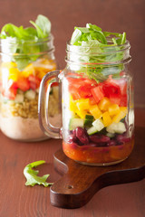 vegan bean vegetable salad in mason jars