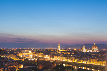 Panoramic view of Florence at dusk