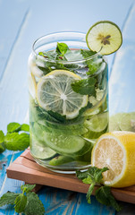 infused water mix of cucumber, lemon and mint