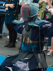 Kendo Warrior preparing to fight in Traditional Clothes