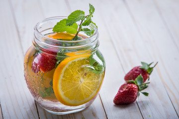 infused water mix of  strawberry and lemon