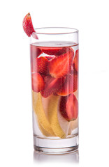 infused water mix of strawberry and pear sliced
