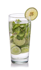 infused water mix of cucumber and lime sliced