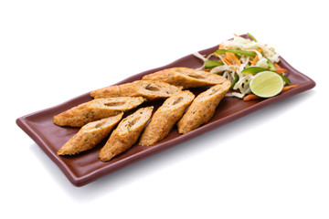 indian seekh kebab chicken served with salad