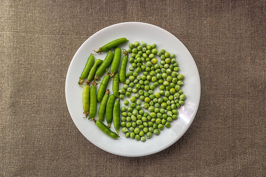 Green peas on a white plate