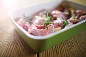 Cooking fresh raw rabbit meat