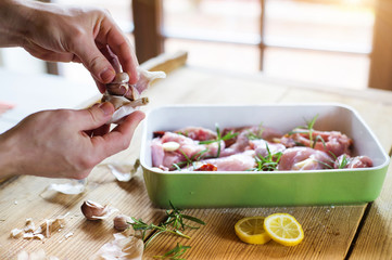 Cooking fresh raw rabbit meat