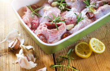 Cooking fresh raw rabbit meat