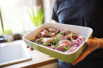Cooking fresh raw rabbit meat
