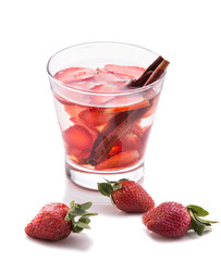 infused water mix of strawberry and cinnamon, isolated