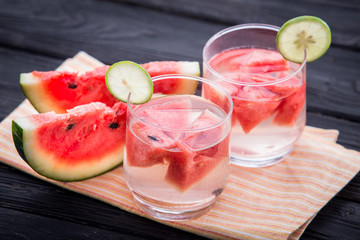 A glass infused water of watermelon