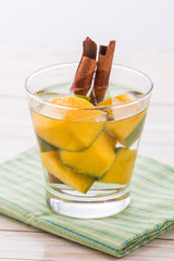infused water mix of mango and cinnamon