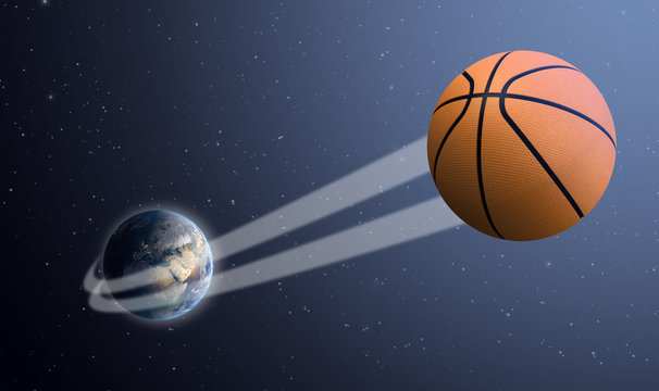 Earth With Ball Swoosh In Space