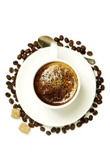 Top view of a cup of coffee