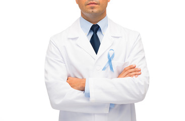 doctor with prostate cancer awareness ribbon