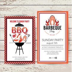 Barbecue party invitation. BBQ brochure menu design.
