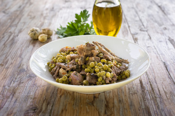 Spezzatino di agnello con pisellini, lamb meat and pea stew, Italian Cuisine