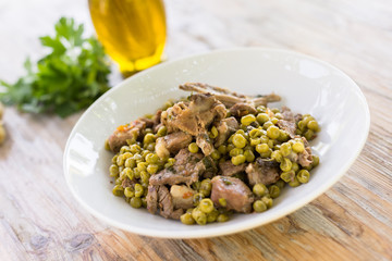 Spezzatino di agnello con pisellini, lamb meat and pea stew, Italian Cuisine