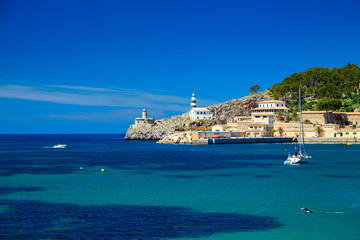 small lighthouse at the pier of Port de Soller