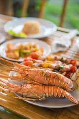 set of seafood for dinner